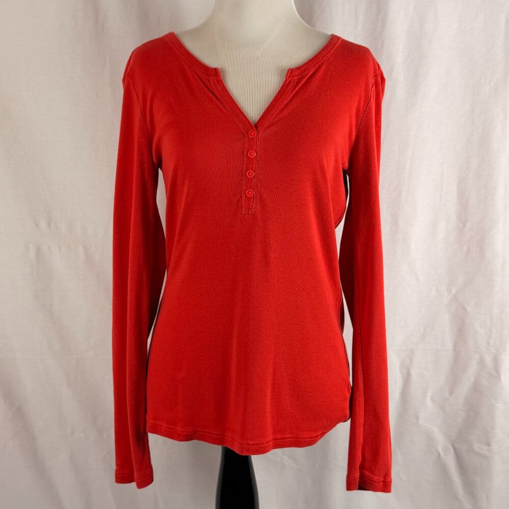 Gap Women's Henley style Long Sleeve Top | Orange | Medium